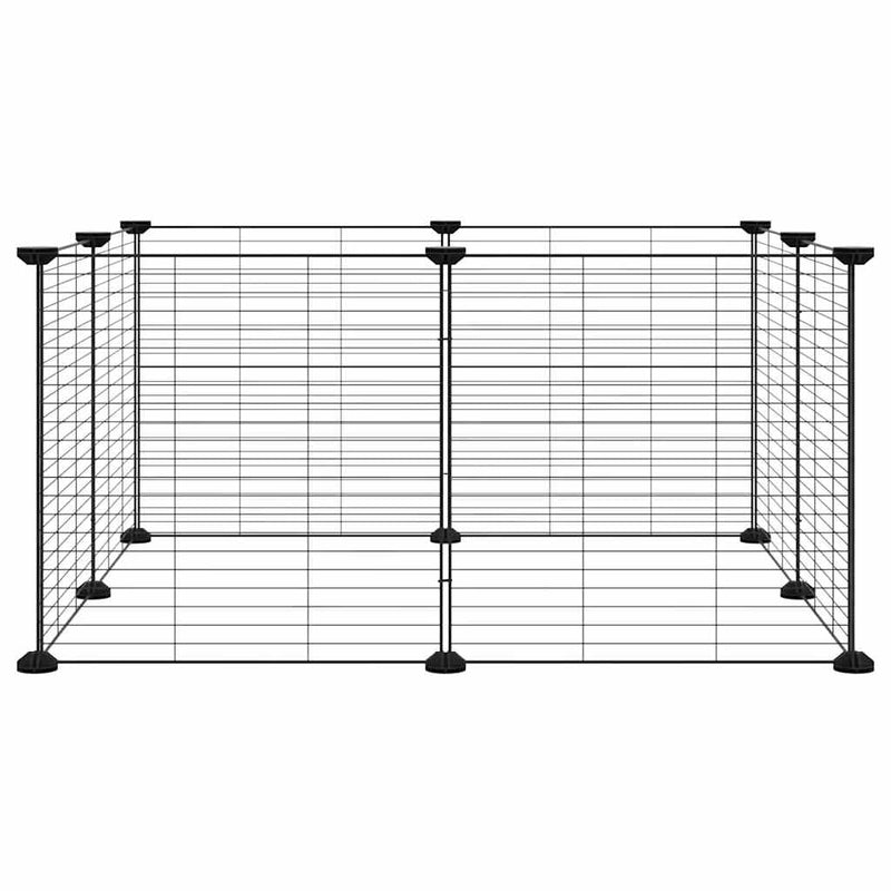 vidaXL 8 paneles fekete acél kisállatketrec 35 x 35 cm
