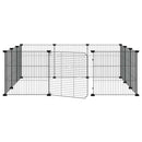 vidaXL 12 paneles fekete acél kisállatketrec ajtóval, 35 x 35 cm