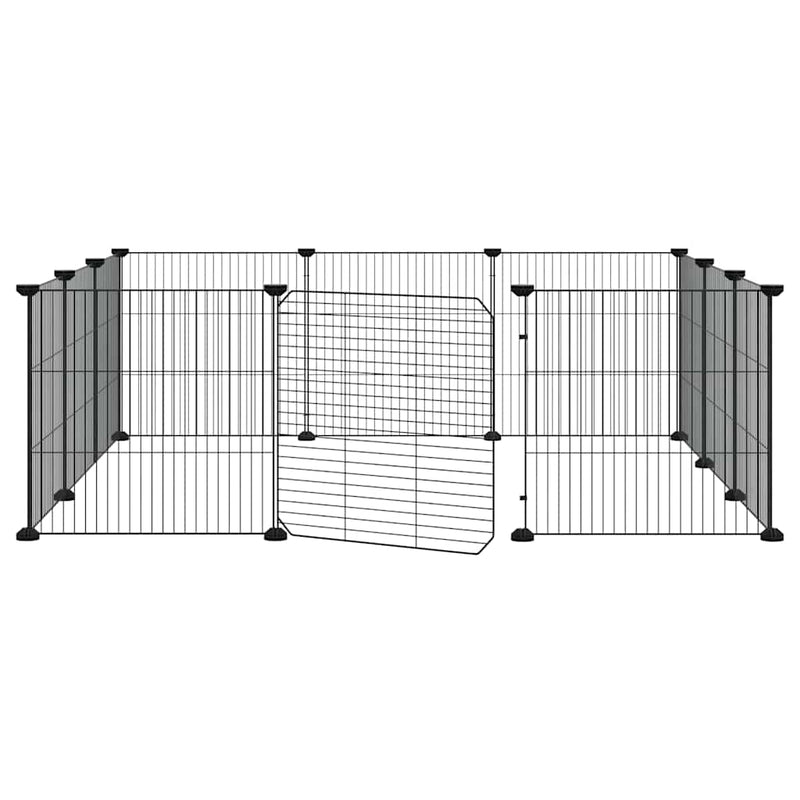 vidaXL 12 paneles fekete acél kisállatketrec ajtóval, 35 x 35 cm