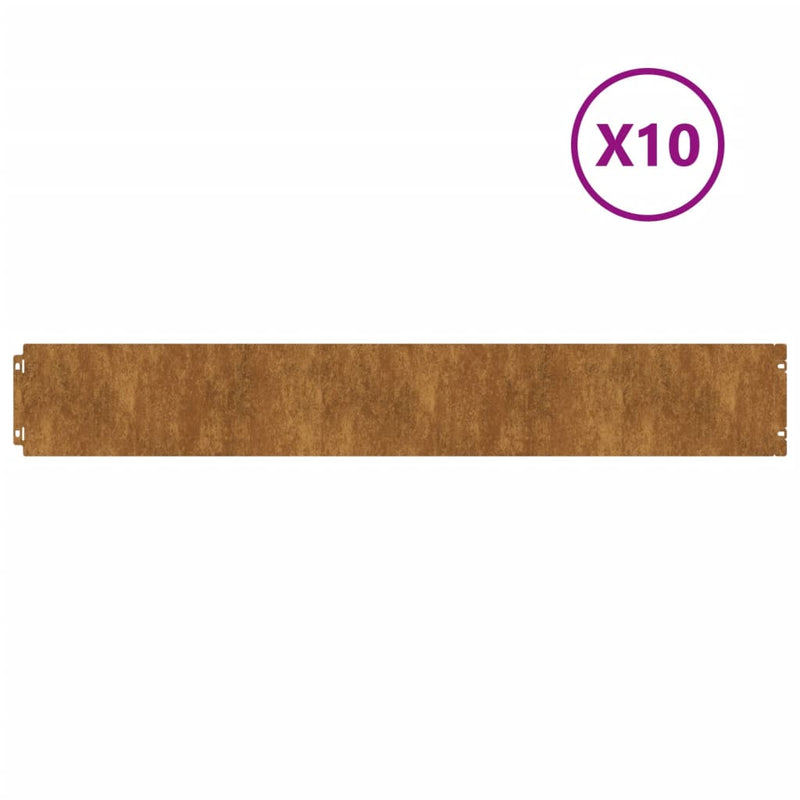 vidaXL 10 db rugalmas corten acél gyepszegély 15 x 103 cm