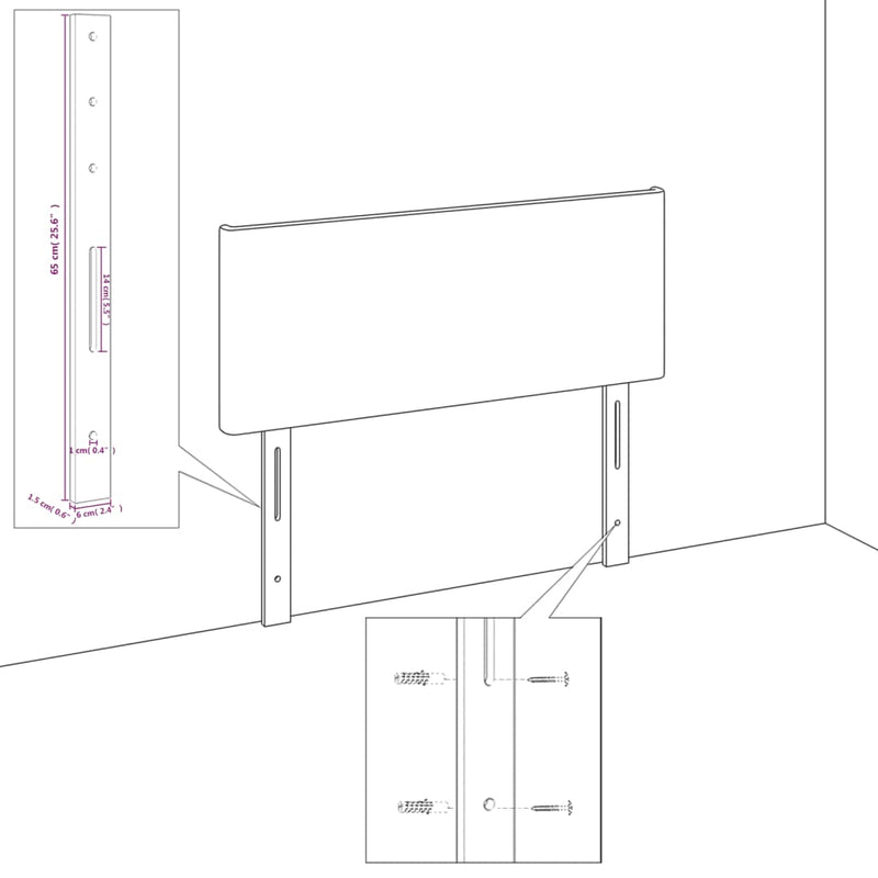 vidaXL 2 db fekete bársony fejtámla 72 x 5 x 78/88 cm