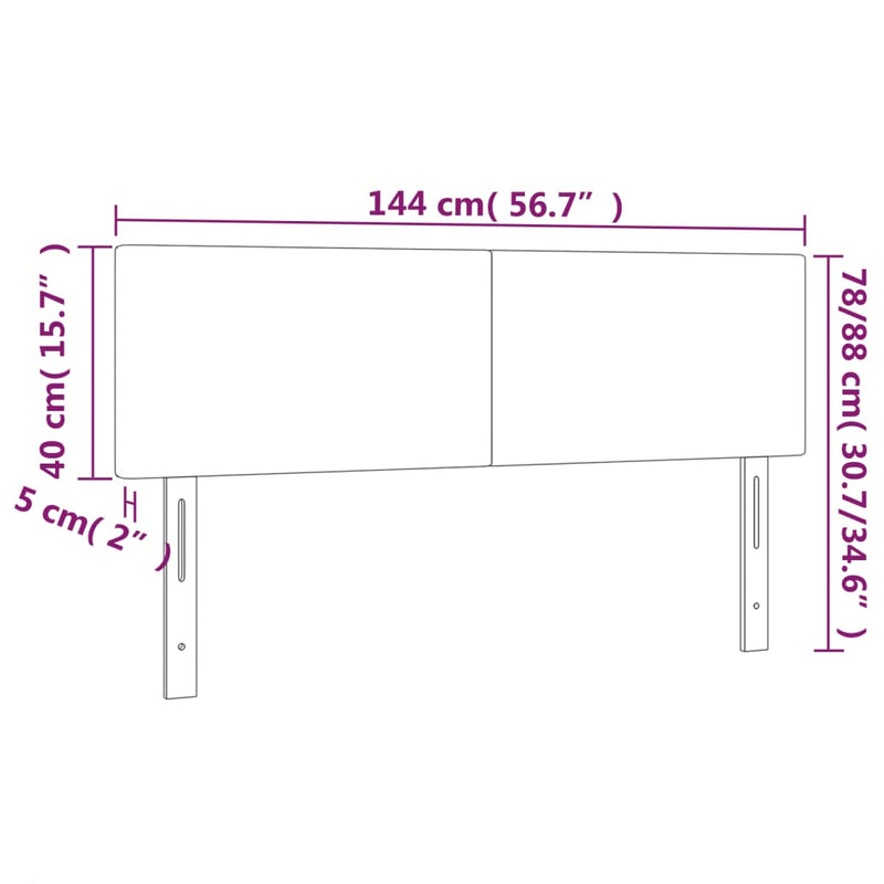 vidaXL 2 db fekete bársony fejtámla 72 x 5 x 78/88 cm