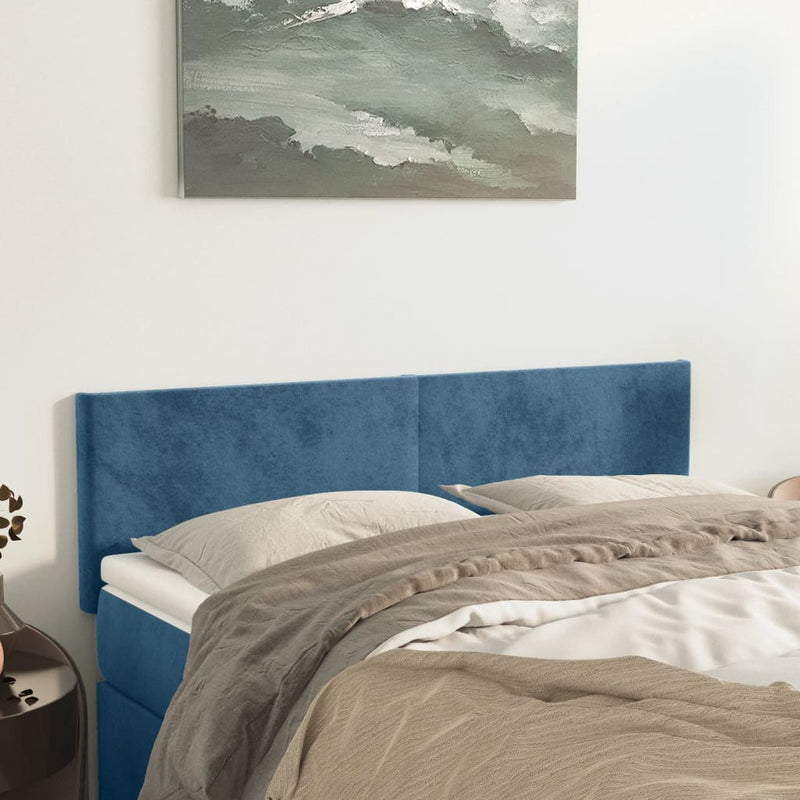 vidaXL 2 db sötétkék bársony fejtámla 72 x 5 x 78/88 cm