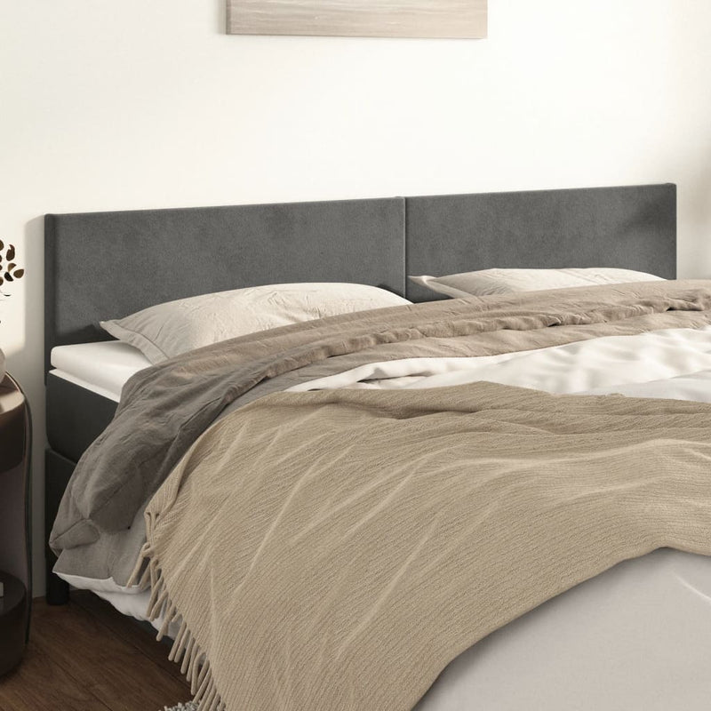 vidaXL 2 db sötétszürke bársony fejtámla 90x5x78/88 cm