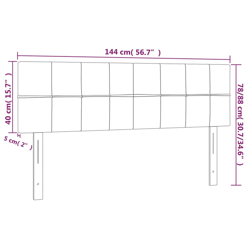 vidaXL 2 db világosszürke bársony fejtámla 72 x 5 x 78/88 cm
