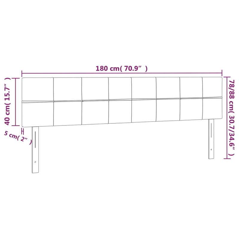 vidaXL 2 db sötétbarna szövet fejtámla 90x5x78/88 cm