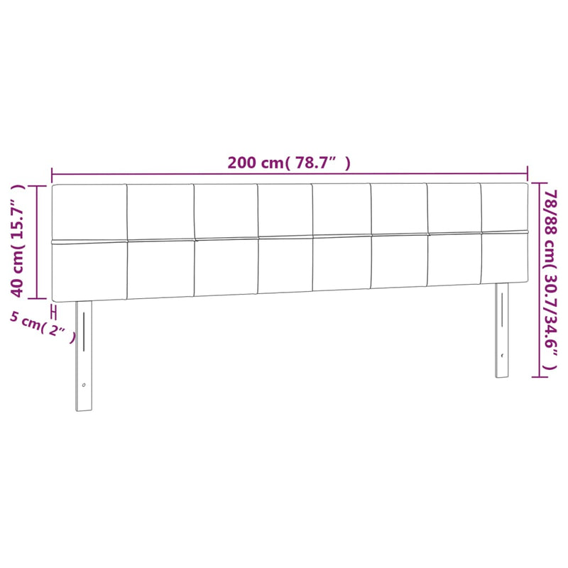 vidaXL 2 db világosszürke szövet fejtámla 100x5x78/88 cm