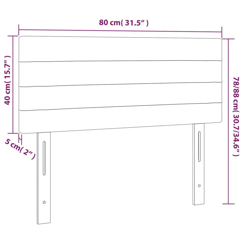 vidaXL fekete bársony fejtámla 80 x 5 x 78/88 cm