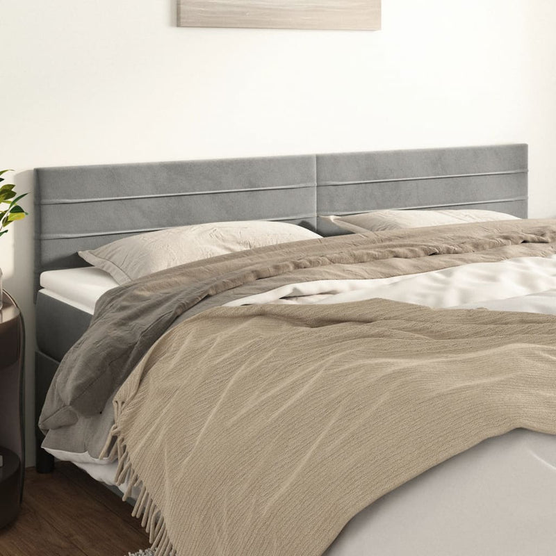 vidaXL 2 db világosszürke bársony fejtámla 90x5x78/88 cm