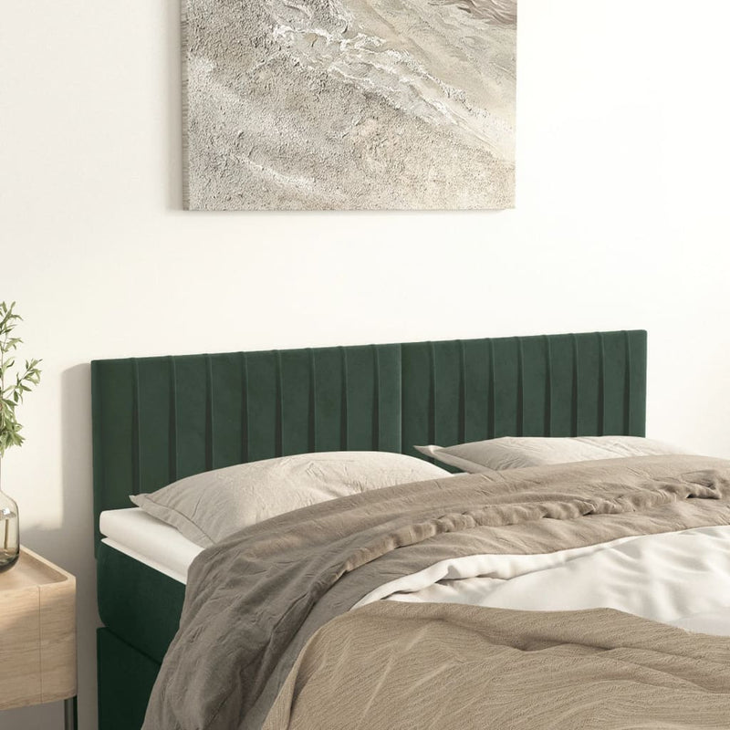 vidaXL 2 db sötétzöld bársony fejtámla 72 x 5 x 78/88 cm