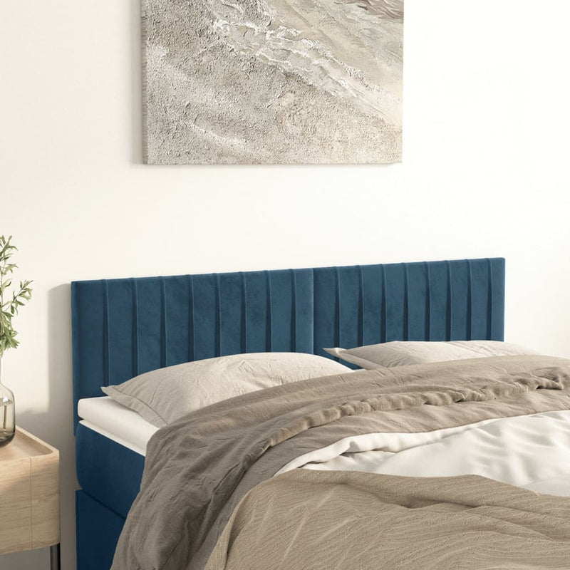 vidaXL 2 db sötétkék bársony fejtámla 72 x 5 x 78/88 cm