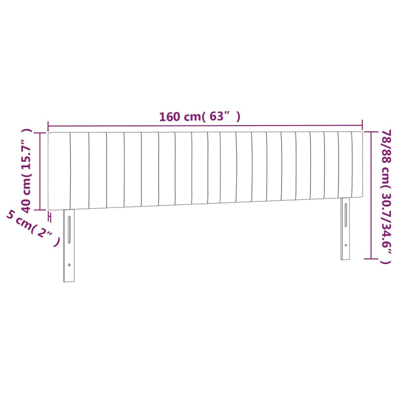 vidaXL 2 db fekete bársony fejtámla 80 x 5 x 78/88 cm