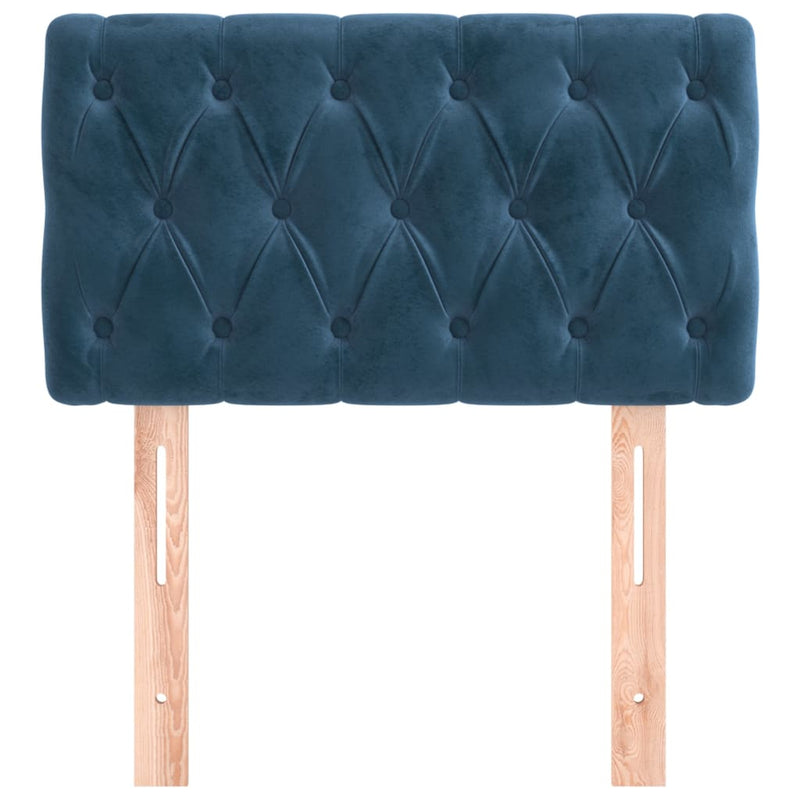 vidaXL sötétkék bársony fejtámla 80x7x78/88 cm