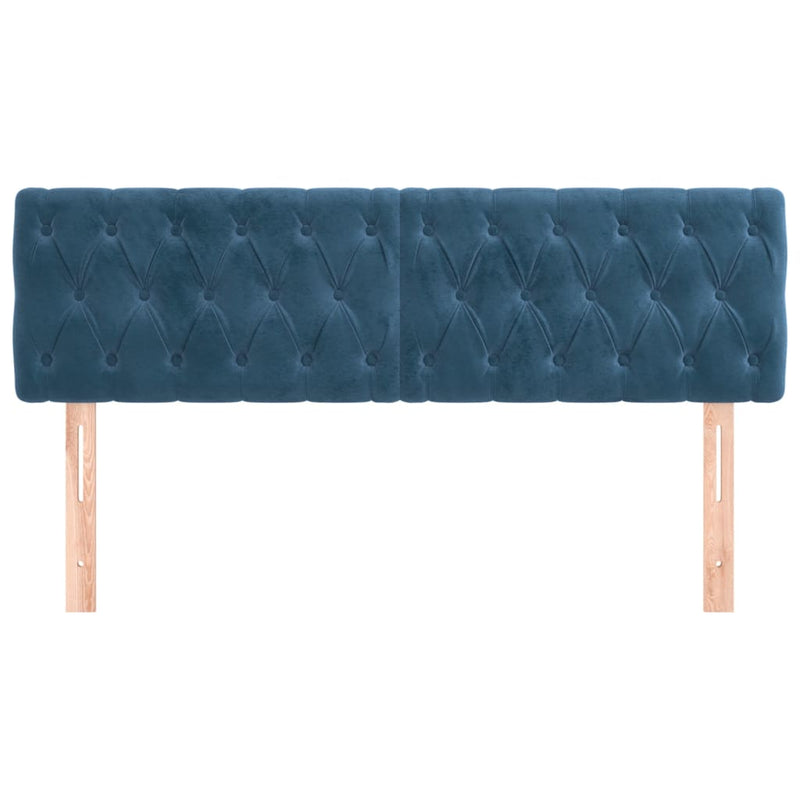 vidaXL 2 db sötétkék bársony fejtámla 72 x 7 x 78/88 cm