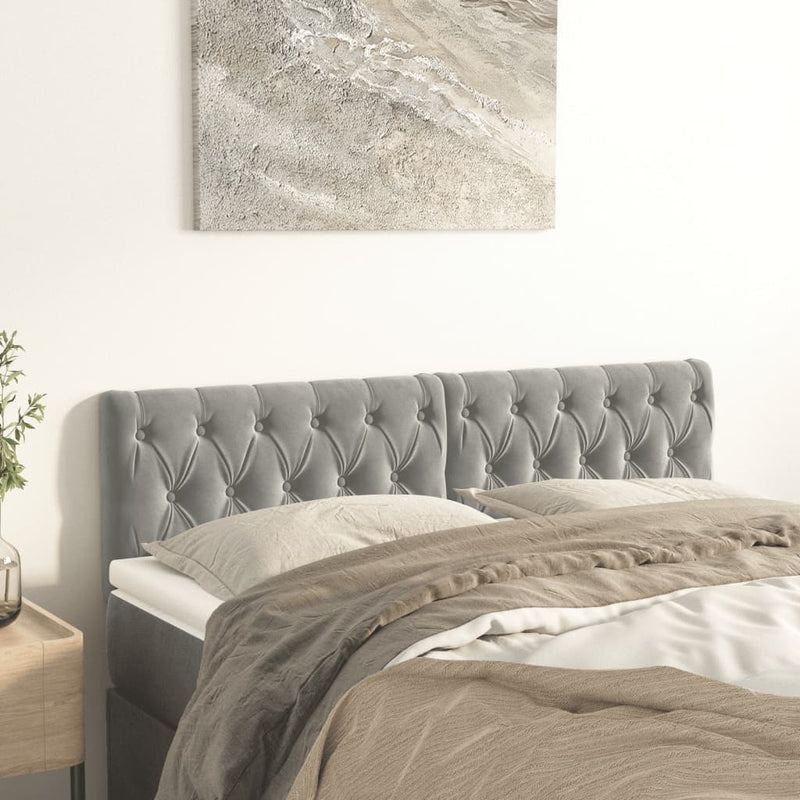 vidaXL 2 db világosszürke bársony fejtámla 80x7x78/88 cm
