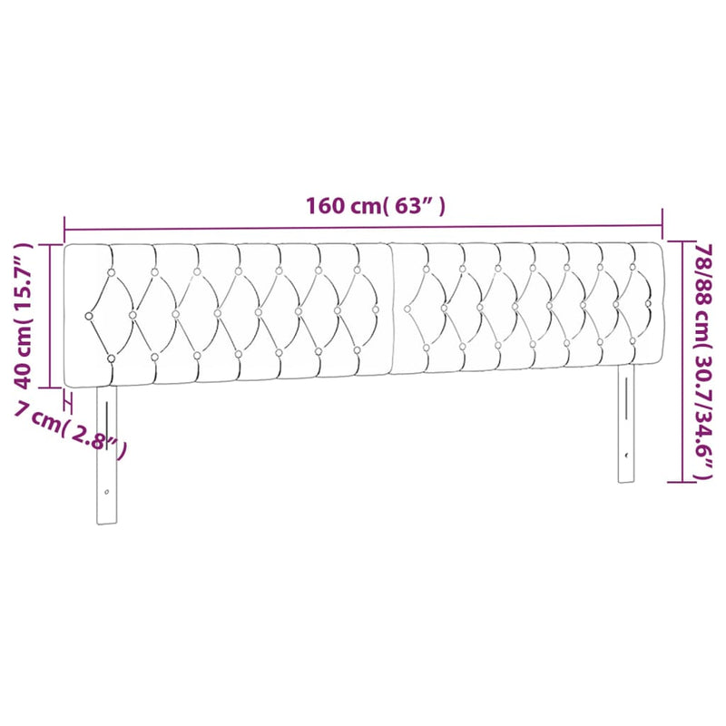 vidaXL 2 db fekete bársony fejtámla 80x7x78/88 cm