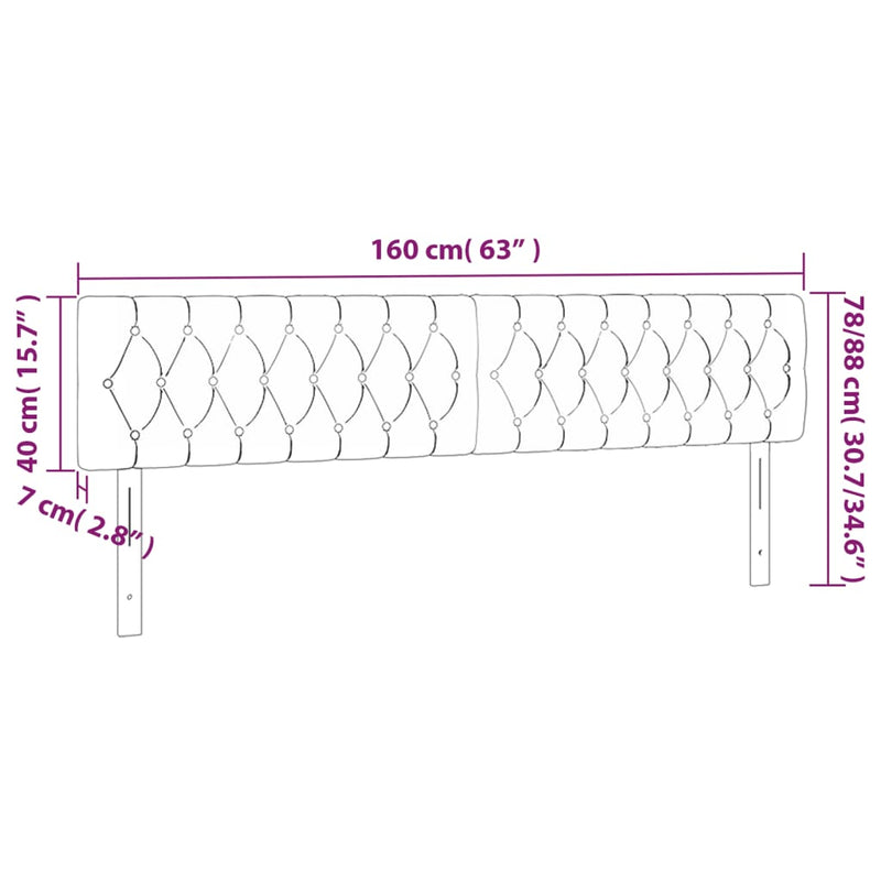 vidaXL 2 db sötétzöld bársony fejtámla 80x7x78/88 cm