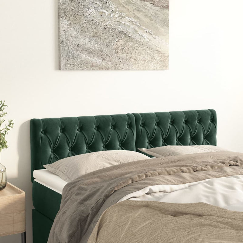 vidaXL 2 db sötétzöld bársony fejtámla 80x7x78/88 cm