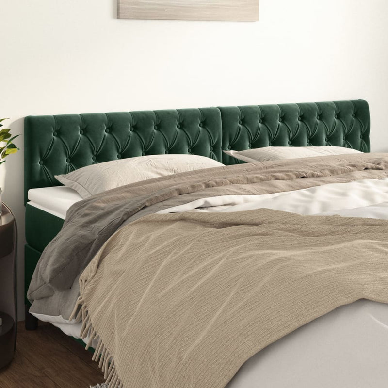 vidaXL 2 db sötétzöld bársony fejtámla 90x7x78/88 cm