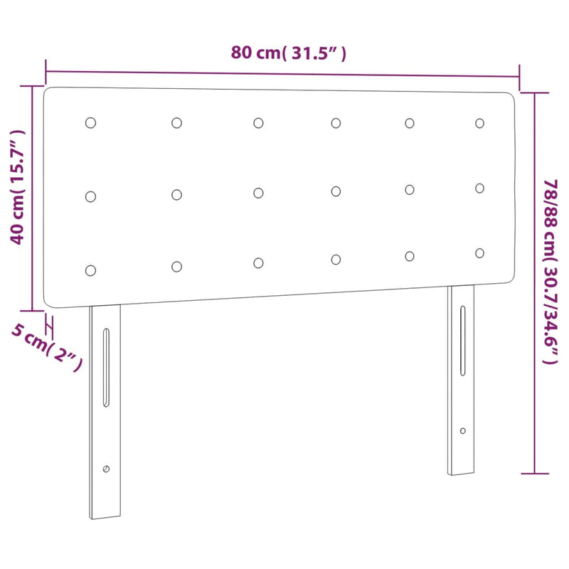 vidaXL fekete bársony fejtámla 80 x 5 x 78/88 cm