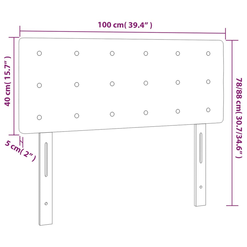 vidaXL sötétszürke bársony fejtámla 100x5x78/88 cm