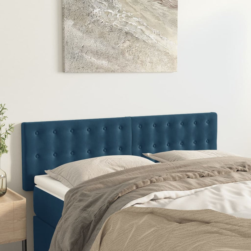 vidaXL 2 db sötétkék bársony fejtámla 72 x 5 x 78/88 cm