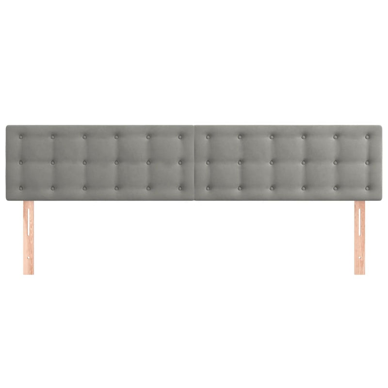 vidaXL 2 db világosszürke bársony fejtámla 90x5x78/88 cm