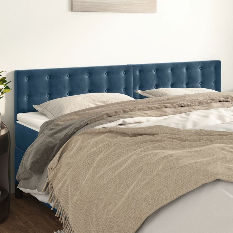 vidaXL 2 db sötétkék bársony fejtámla 90x5x78/88 cm