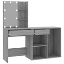vidaXL szürke sonoma színű szerelt fa LED-es pipereasztal szekrénnyel