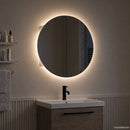 vidaXL fehér fürdőszobai szekrény kerek tükörrel/LED-del 40x40x17,5 cm
