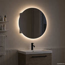 vidaXL fekete fürdőszobaszekrény kerek tükörrel/LED-del 47x47x17,5 cm