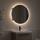 vidaXL szürke fürdőszobaszekrény kerek tükörrel/LED-del 47x47x17,5 cm