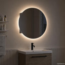 vidaXL fekete fürdőszobaszekrény kerek tükörrel/LED-del 54x54x17,5 cm
