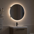 vidaXL szürke fürdőszobaszekrény kerek tükörrel/LED-del 54x54x17,5 cm