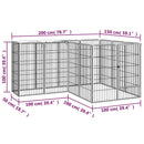 vidaXL 14 paneles fekete porszórt acél kutyakennel 50 x 100 cm