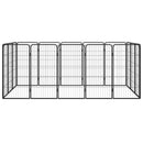 vidaXL 16-paneles fekete porszórt acél kutyakennel 50 x 100 cm