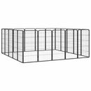 vidaXL 20-paneles fekete porszórt acél kutyakennel 50 x 100 cm