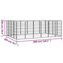 vidaXL 20-paneles fekete porszórt acél kutyakennel 50 x 100 cm