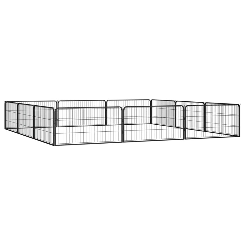 vidaXL 12-paneles fekete porszórt acél kutyakennel 100 x 50 cm