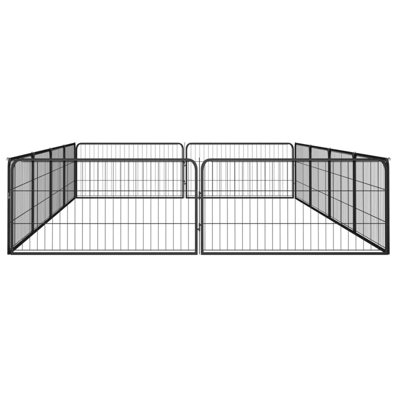 vidaXL 12-paneles fekete porszórt acél kutyakennel 100 x 50 cm