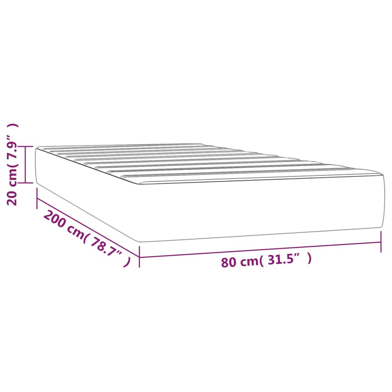 vidaXL fekete szövet zsebrugós ágymatrac 80 x 200 x 20 cm