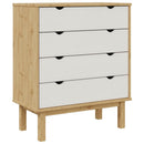 vidaXL OTTA barna-fehér tömör fenyőfa fiókos szekrény 76,5x39,5x90 cm