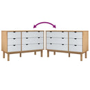 vidaXL OTTA barna-fehér tömör fenyőfa éjjeliszekrény 111x43x73,5 cm