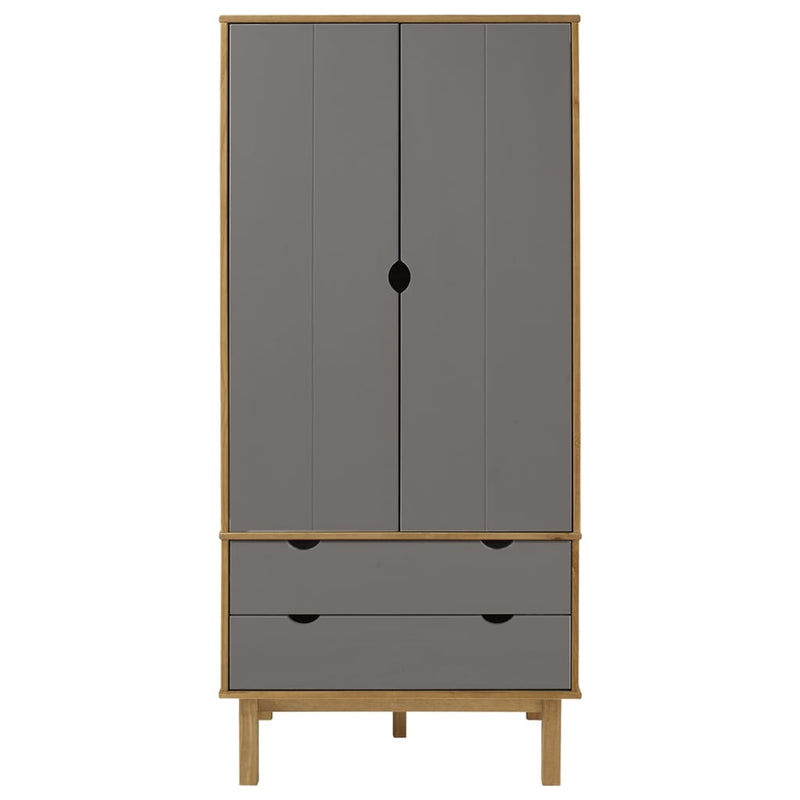 vidaXL OTTA barna és szürke tömör fenyőfa gardrób 76,5 x 53 x 172 cm