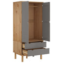 vidaXL OTTA barna és szürke tömör fenyőfa gardrób 76,5 x 53 x 172 cm