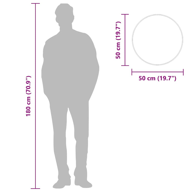 vidaXL ezüstszínű falitükör Ø 50 cm Kerek