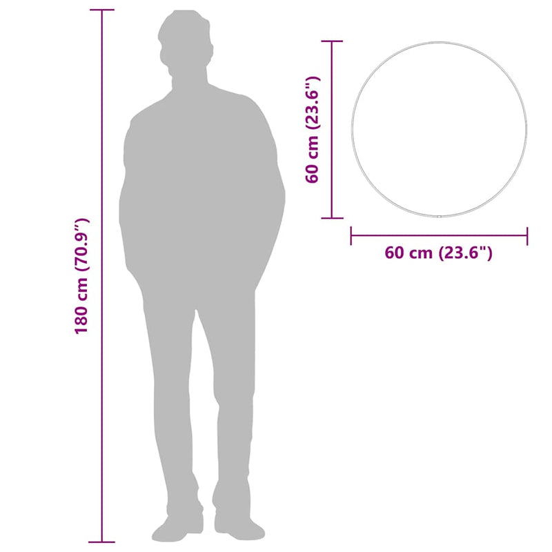 vidaXL ezüstszínű falitükör Ø 60 cm Kerek