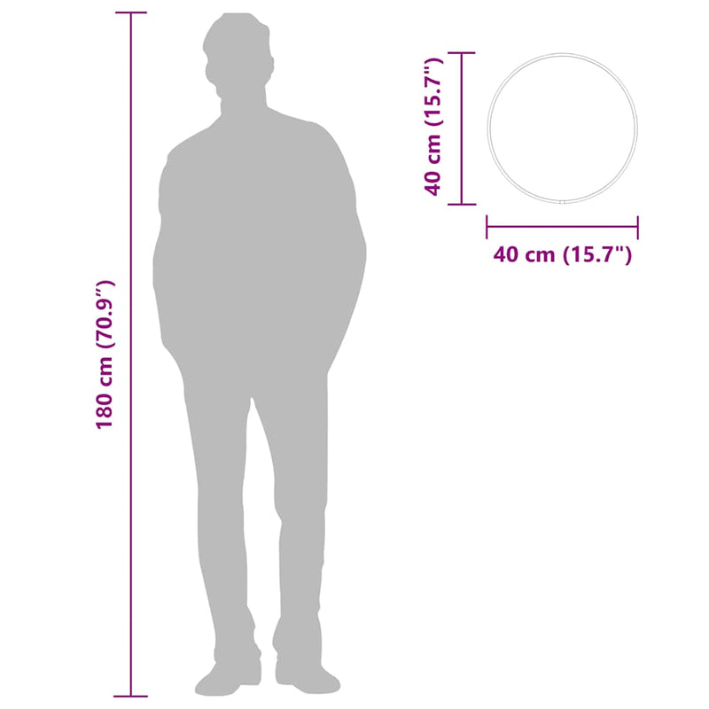 vidaXL fekete falitükör Ø 40 cm Kerek