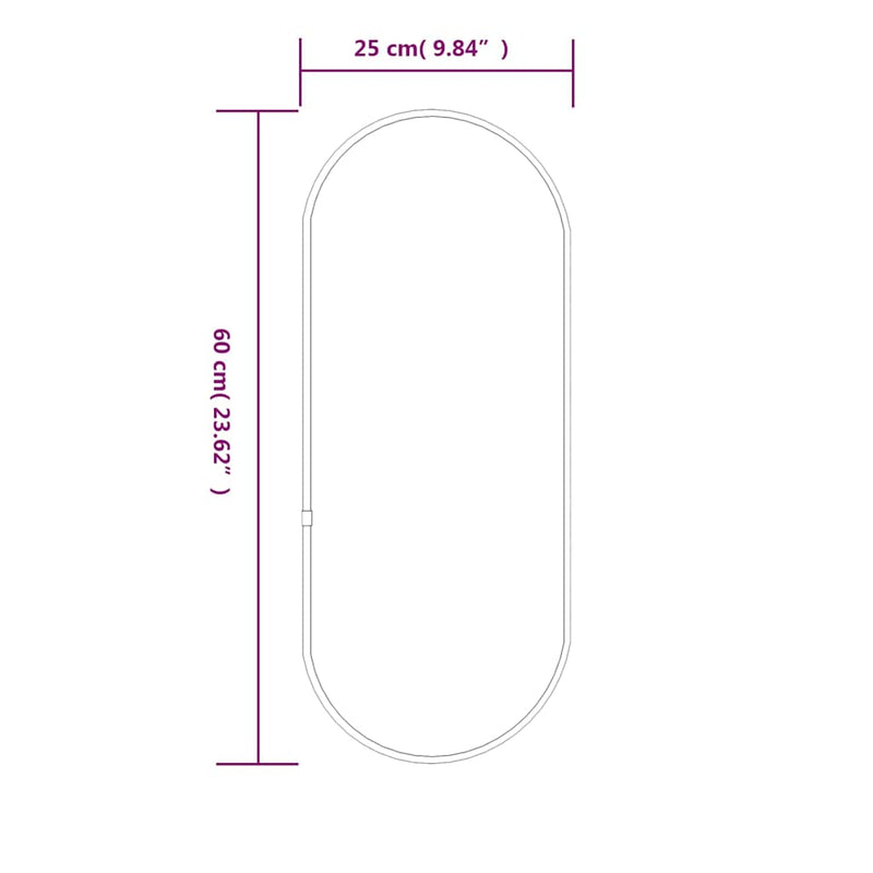 vidaXL ezüstszínű ovális falitükör 60x25 cm