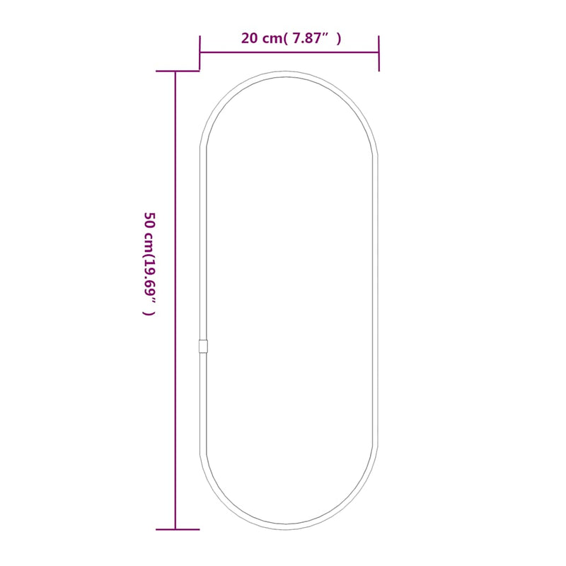 vidaXL fekete ovális falitükör 50x20 cm
